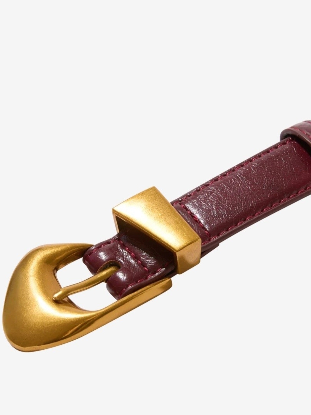 8 Other Reasons Burgundy Leather Belt with Gold Buckle